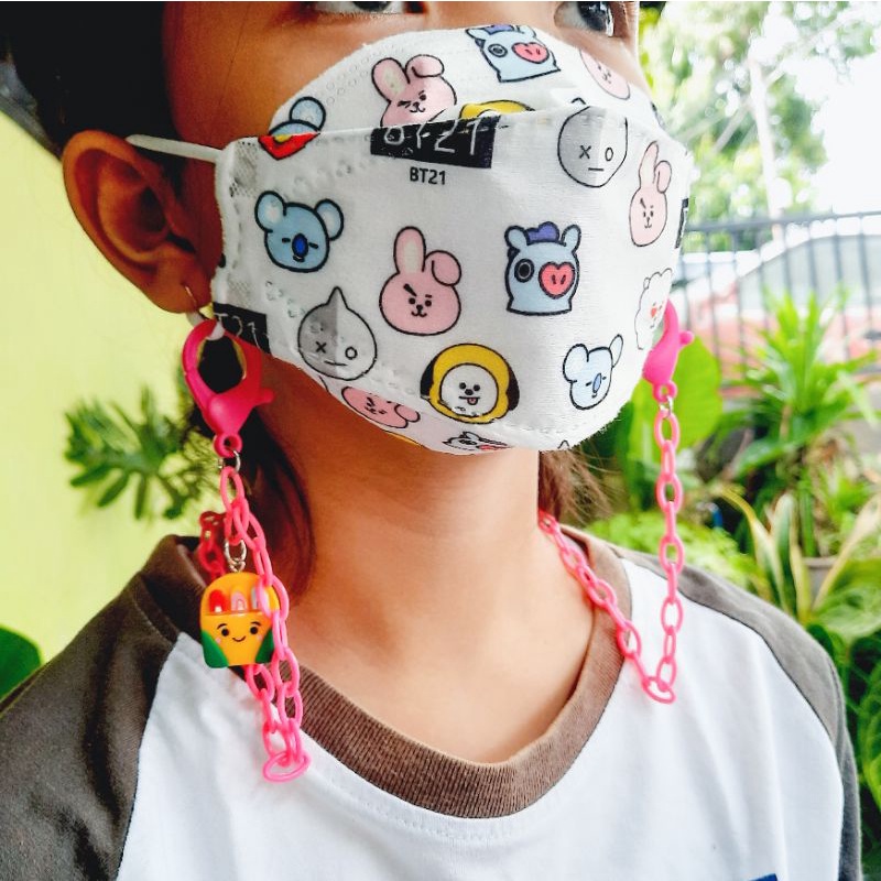 Masker Rantai Karakter Anak Motif Stationery Import Best Seller