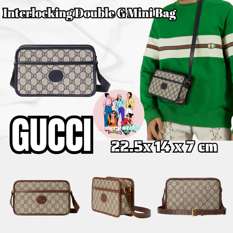 Gucci Interlocking Double G Mini Bag/Crossbody Bag/Shoulder Bag/Camera Bag/Men Bag