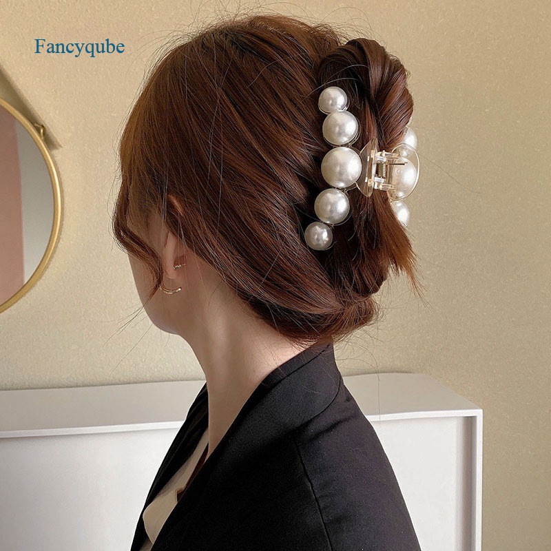 Fancyqube Jepit Rambut Bahan Metal Hias Mutiara Gaya Korea Untuk Wanita