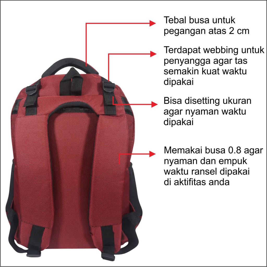 PG 9796 - Ransel Polo Tas Backpack Pria Wanita Bahan Waterproof Tebal Ada Slot Laptop Raincover