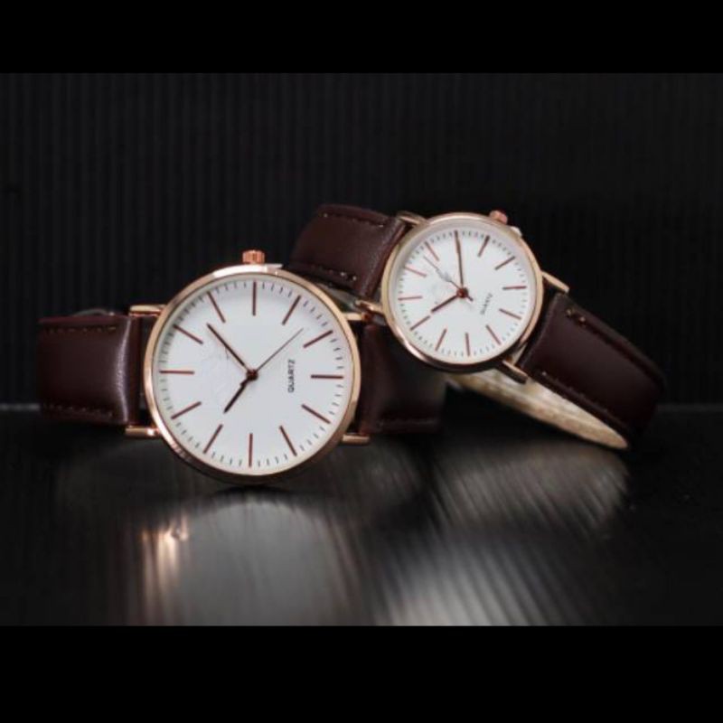 JAM TANGAN PRIA/WANITA MURAH CLASSIC KULIT CASE ROSE WHITE COD BISA BAYAR DITEMPAT