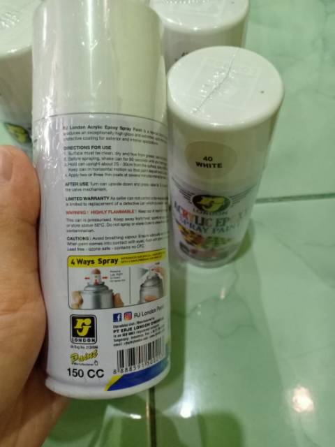 Pilox Pilok Cat Semprot RJ London Erje 150 cc - White / Putih Mengkilap / Glossy (40)