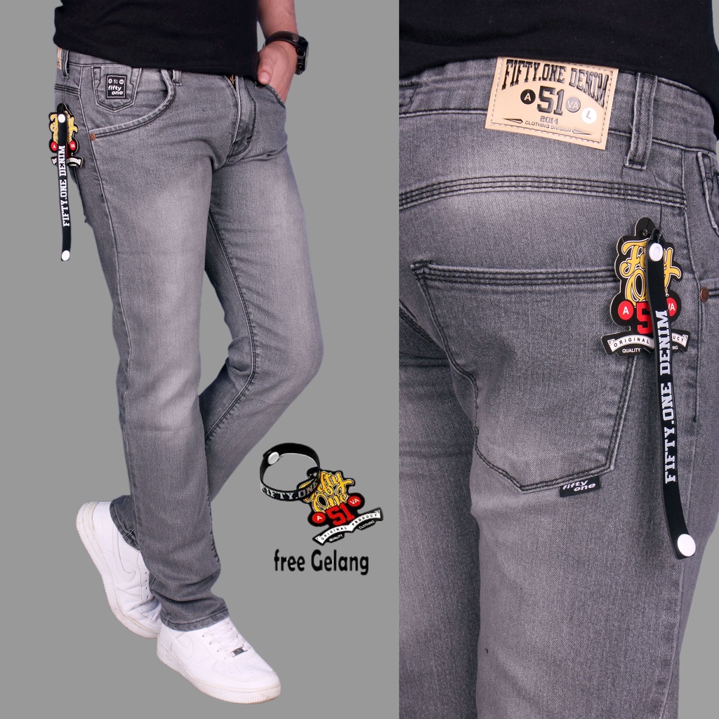 Celana FIFTY ONE DENIM - Celana jeans Pria slimfit Streetch Original Cowo style cocok anak kantoran