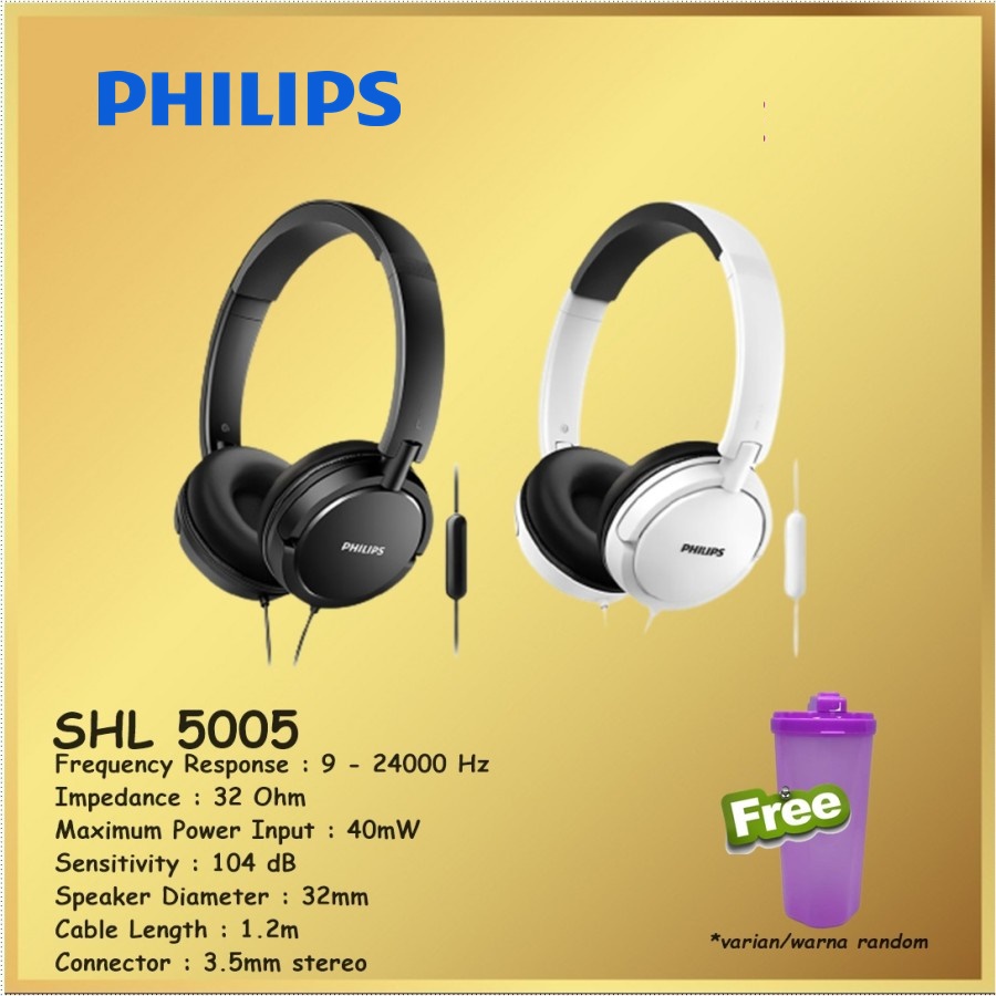 Philips SHL 5005 Headphone Headset Earphone With Mic SHL5005 SHL5005BK