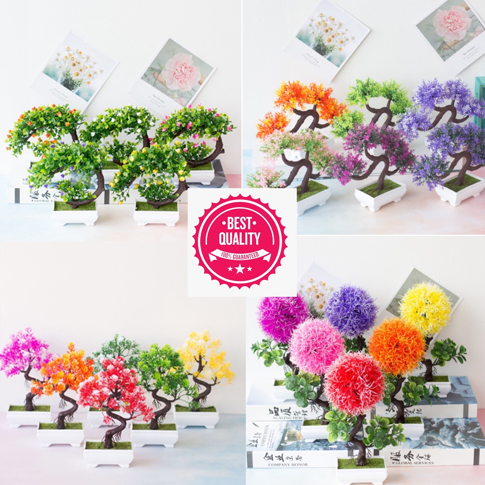 Ornamen Pot Bonsai Bunga Plastik Tanaman Bunga Pajangan Dekorasi Rumah