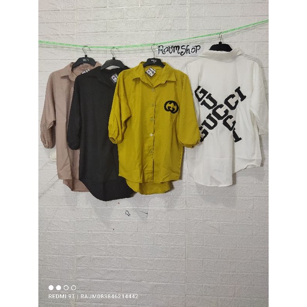 Kemeja DIOR Jumbo Ld 120Cm XXL Polos Bordir Import Atasan Wanita Kemeja Kantor casual Formal Busui T