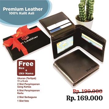 Dompet Kulit Pria 3D Kulit Sapi Asli 100% Warna Dark Brown - Gratis Box Dan Ukir Nama