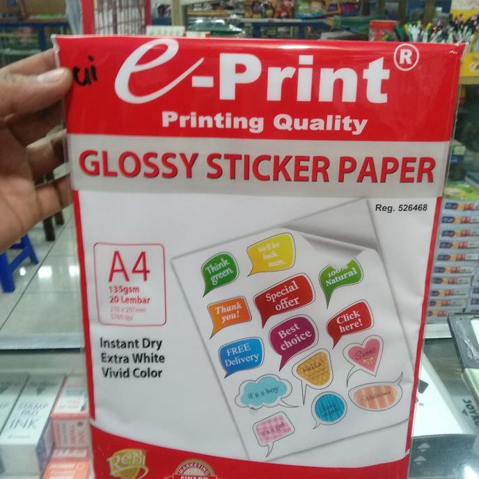 

Glossy sticker paper E- print / kertas sticker E- print