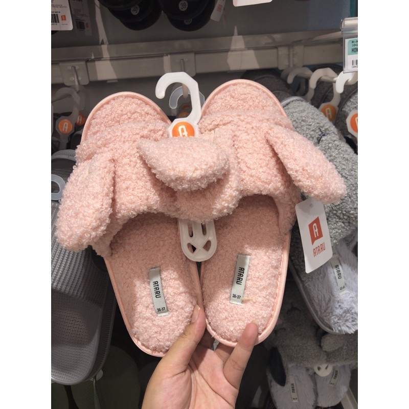 SANDAL RUMAH ATARU PINK BULU LUCU