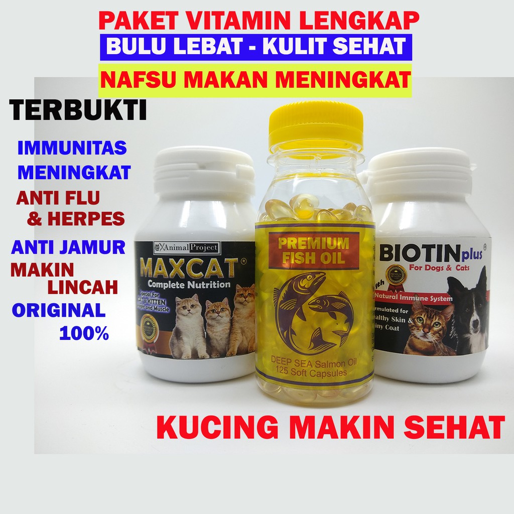 vitamin kucing penggemuk kucing  vitamin bulu kucing rontok kusam vitamin nafsu makan paket lengkap