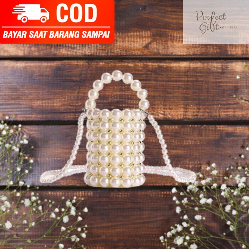 (PERFECTGIFT.OFFICIAL) Tas Selempang Mutiara Premium Pearl Bag Kondangan Korea COD Manik-Manik Jambi