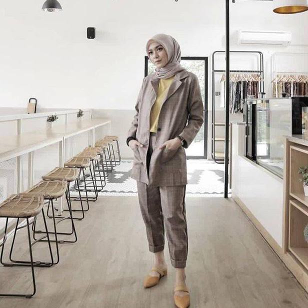 BLAZER TARTAN / TARTAN SET BLAZER / TARTAN SET BROWN / TARTAN SET BLACKc