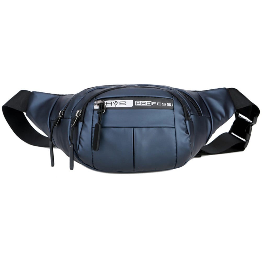 PROMO TRM waistbag Waterproof pria Multifungsi 3 pocket ZIpper Black Navi Y23K