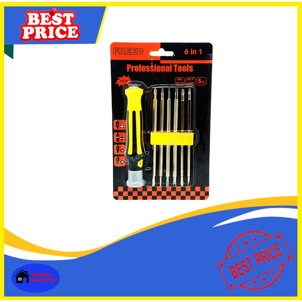 Obeng Set 6 In 1 Freed - Obeng Mini - Obeng Hp - Obeng Laptop