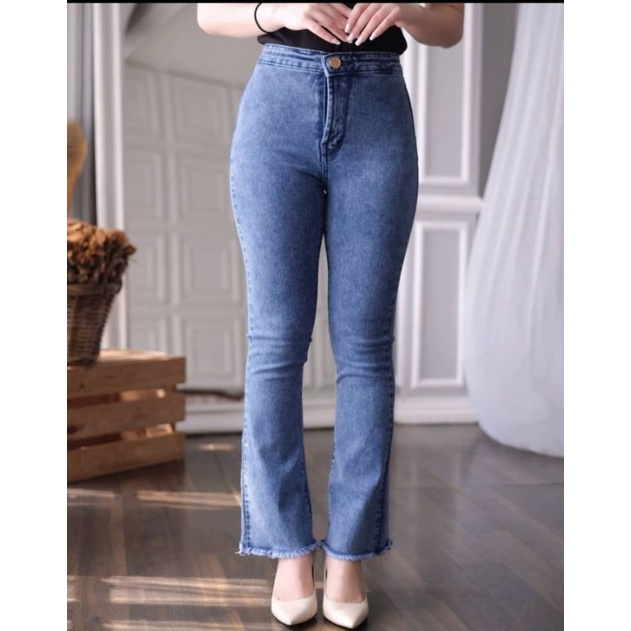 YAOSHI - Celana Highwaist Jeans Wanita - Highwaist Jeans SWEET Cutbray Rawis BOOT CUT