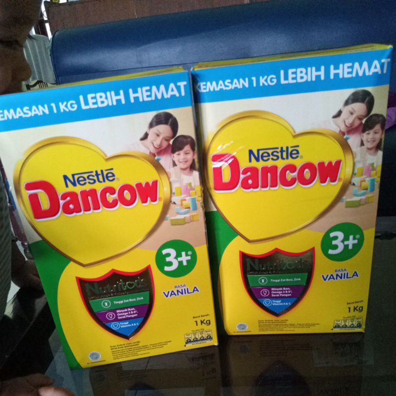 dancow 3+ 3plus 2025tiga + Vanila,madu 1kg 1000g  usia 3-5 thn