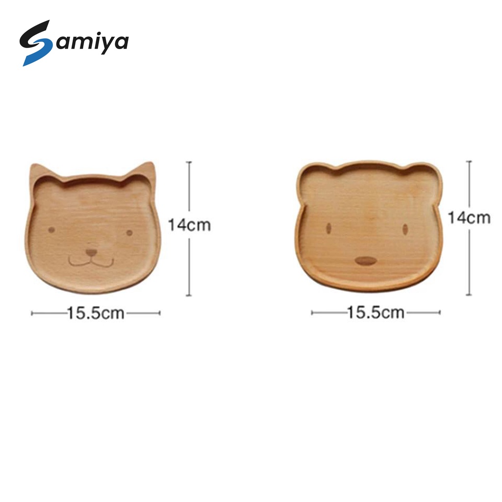 wooden tableware cute bear and rabbit / piring kayu saji buah cemilan snack dessert / wood plate