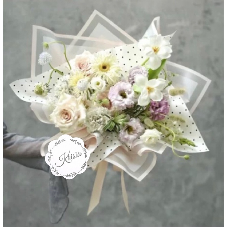 FLOWER WRAPPING &quot;&quot;FRAME TRANSPARANT&quot;&quot; (ECER) TRANSPARENT CELLOPHANE KERTAS BUNGA HAND BOUQUET WATERPROOF