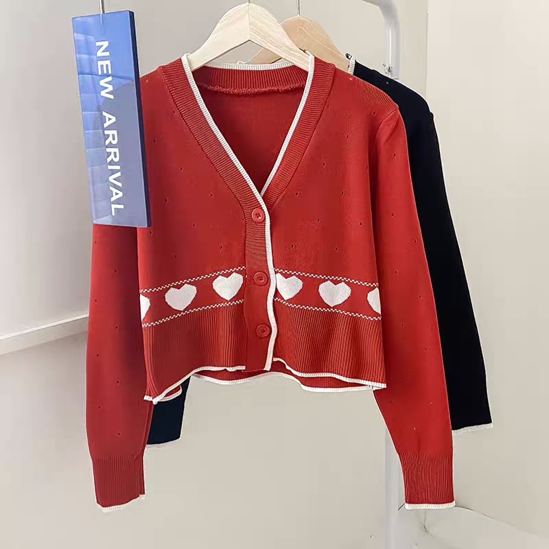 CARDIGAN LOVE OUTER JAKET WANITA IMPORT KNIT RAJUT MX950