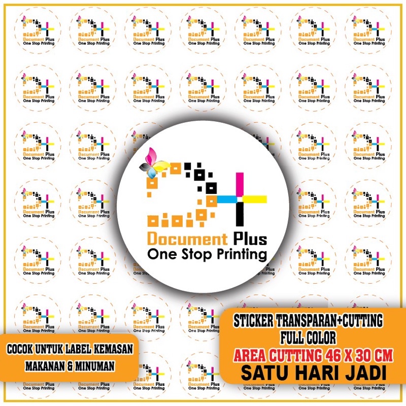

Sticker vinyl transparan + cutting (full colour) cocok untuk label makanan dan minuman