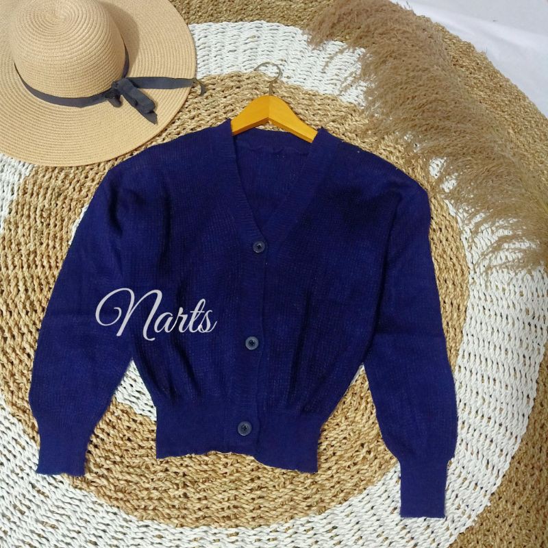 Olivia Cardy Crop / Eireen Crop Cardy / REAL PICT !!!-Navy