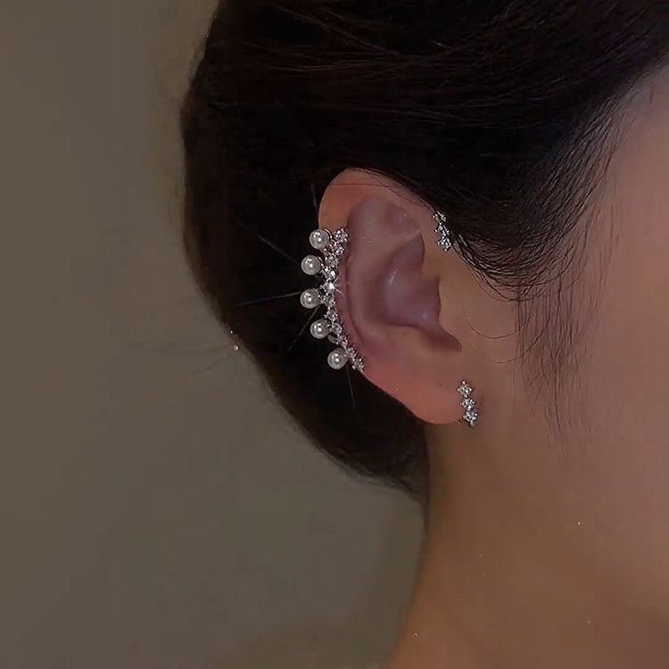 Satu Potong Tanpa Lubang glitter Mutiara Klip Anting Aksesoris Telinga Pesta fashion Korea Wanita