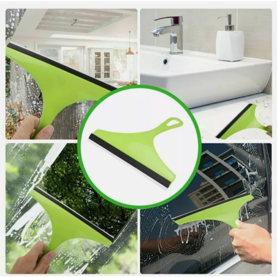 Wiper Karet Alat Pembersih Kaca Anti Jamur Jendela Rumah Cleaner Rubber Mirror Mobil Spatula Scrapper Silicone Gagang Lap
