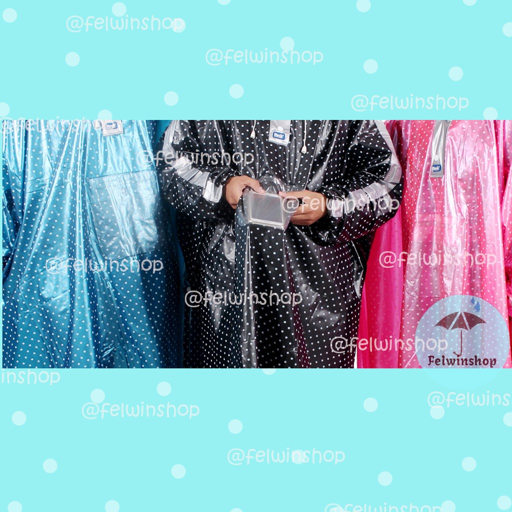 Jas Hujan Poncho Polkadot Tangan Cantik Plevia