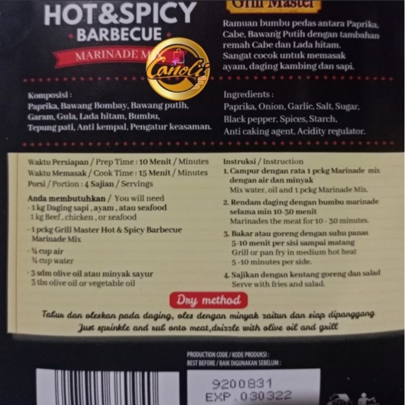 jays grill master hot&amp;spicy barbeque marinade mix 30 gr