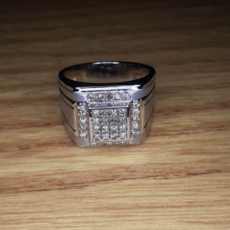 cincin perak pria mewah full berlian eropa + memo
