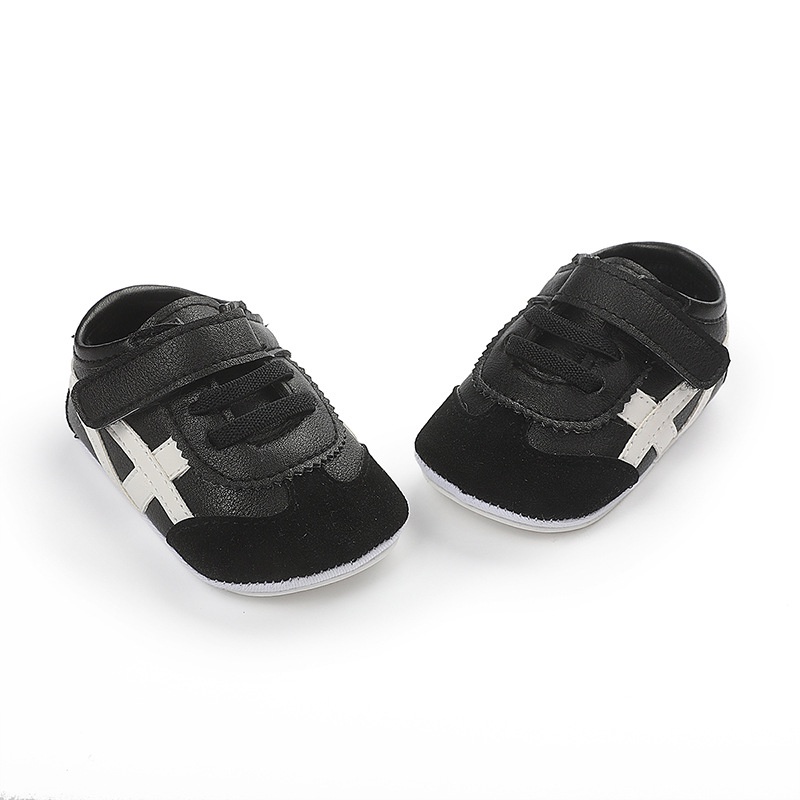 Sepatu Bayi Prewalker Laki Laki Umur 0 - 12 Bulan Sepatu Sneakers Anak Bayi Laki Laki Perempuan Baby Prewaker Shoes Cowok Cewek Murah Umur 0 - 14 Bulan, umur 1 Tahun 0 - 6 Bulan Hitam Putih AK 06