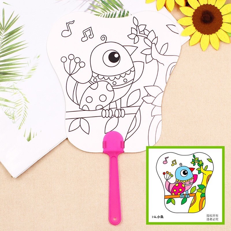 DIY MEWARNAI KIPAS MAINAN EDUKASI CRAFT KERAJINAN TANGAN EDUTOYS SOUVENIR GOODIE BAG HADIAH ULTAH-Bird