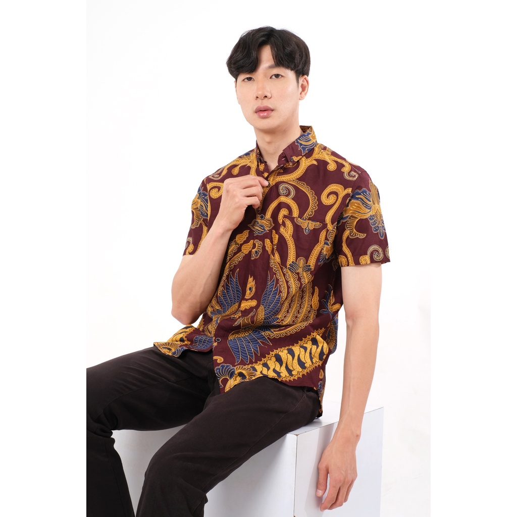 SANVANINA Kemeja Batik Pria Slim Fit Lengan Pendek Kanjeng | E-7007