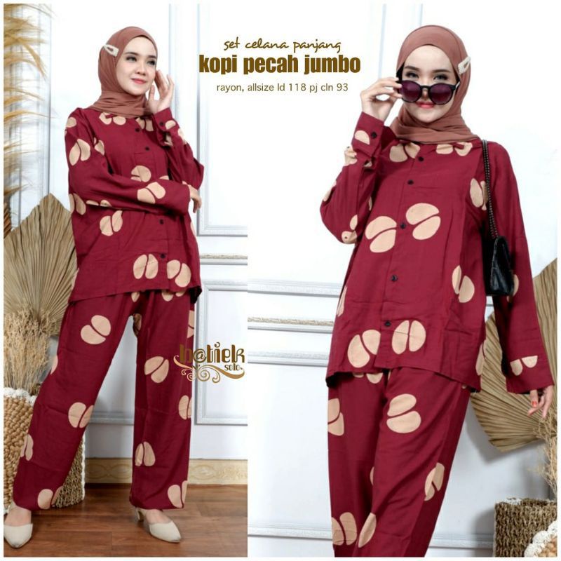 [BISA COD] Setelan Wanita Lengan Panjang One Set Bali Kopi Pecah Robusta Shibori Harga Grosir-8