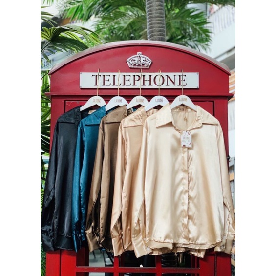 KEMEJA LALUNE SATIN POLOS 100% ORIGINAL IMPORT BANGKOK