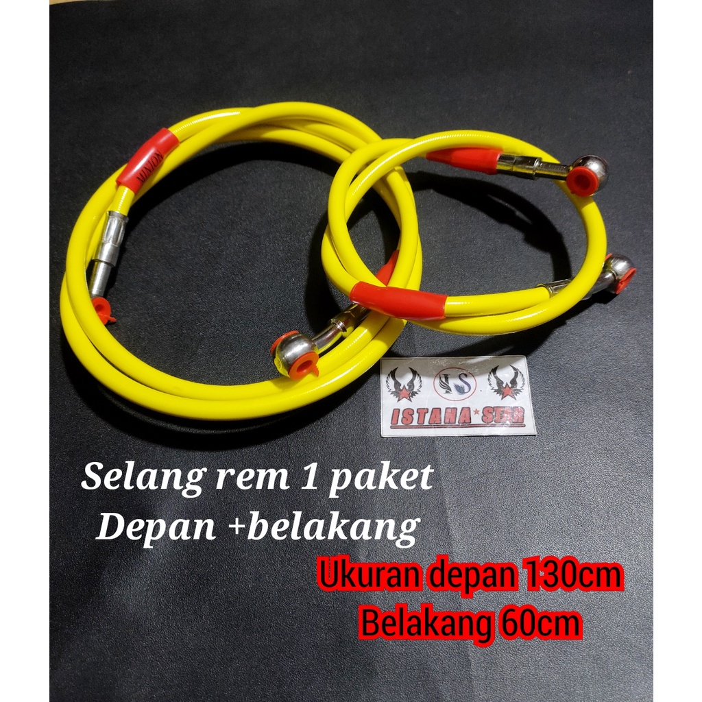 130CM Selang Rem Depan Variasi Panjang - Kuning ORI + Belakang 60 CM