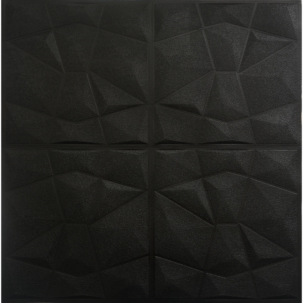 [COD] Wallpaper Foam 3D Batik Panel Diamond Triangle Dinding Sticker Dekorasi Dinding Kamar Rumah High Quality-Hitam