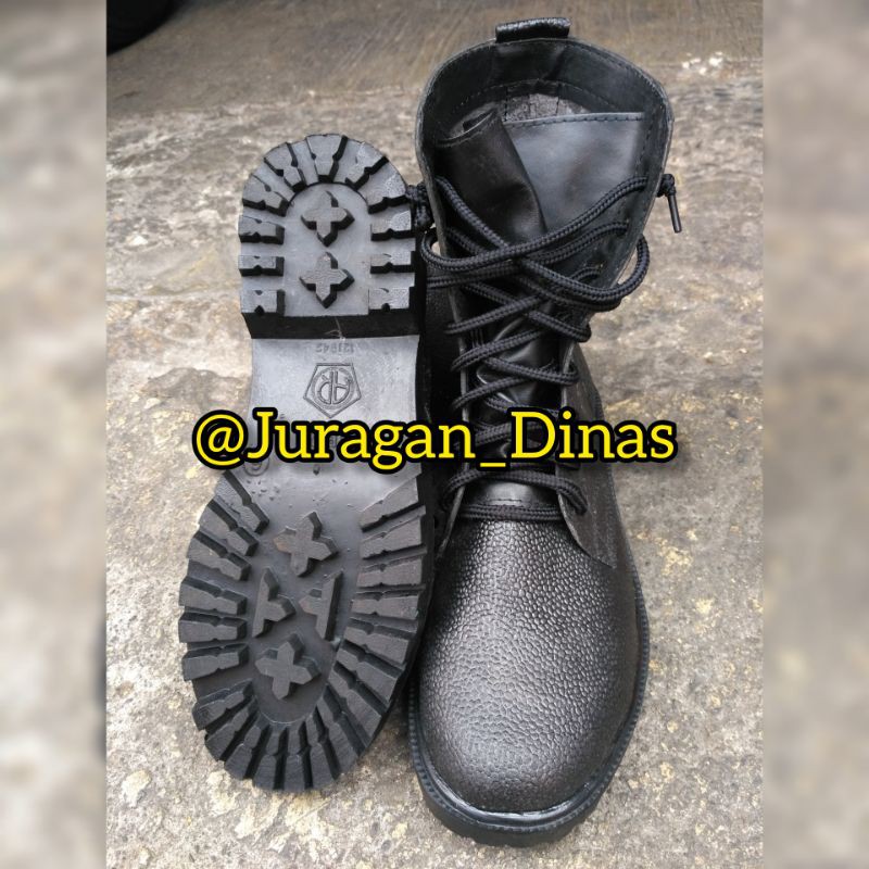 Sepatu PDL Jeruk Merk AR TNI POLRI Satpam Security Hansip Linmas Satpolpp Kulit Asli Original