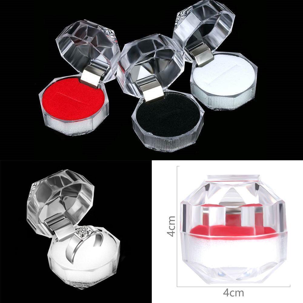 Solighter Kotak Perhiasan Cantik Transparan Crystal Ring Organizer