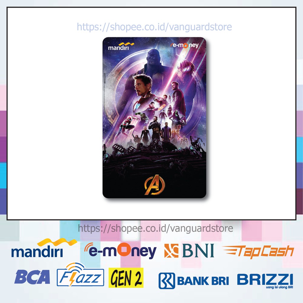 KARTU E MONEY E TOLL AVENGERS ENDGAME SUPERHERO ANIME 15 EMONEY MANDIRI FLAZZ TAPCASH BRIZZI