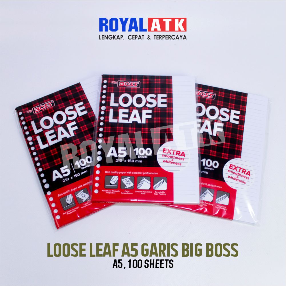 100 Lembar Loose Leaf Big Boss Garis A5 20 Holes