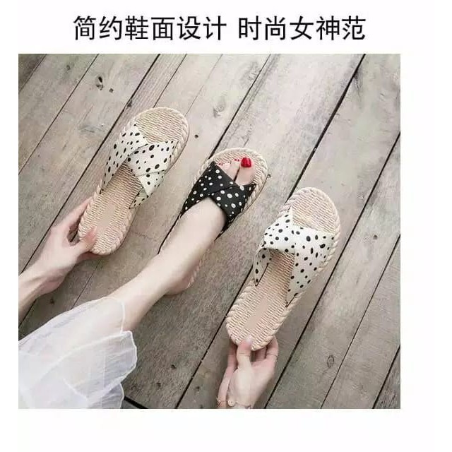 SANDAL WANITA MOTIF ETNIK TALI LIPAT POLKADOT | SANDAL JEPIT | SANDAL MURAH