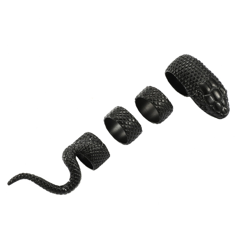 【COD Tangding】4pcs / set Cincin Bentuk Ular Kobra Gaya Retro Eropa Amerika Hip hop Punk