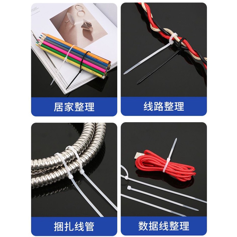 DS SS31 Kabel Ties 2.5mm x 200mm Warna Putih/Hitam 1Pack isi 100PCS Kabel Tie/Kabel Pengikat Kualitas Import Murah