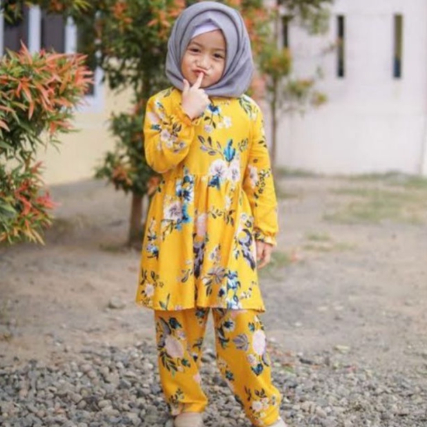 Setelan Tunik Anak Perempuan Fashion Muslim Set Celana Plus Baju Premium