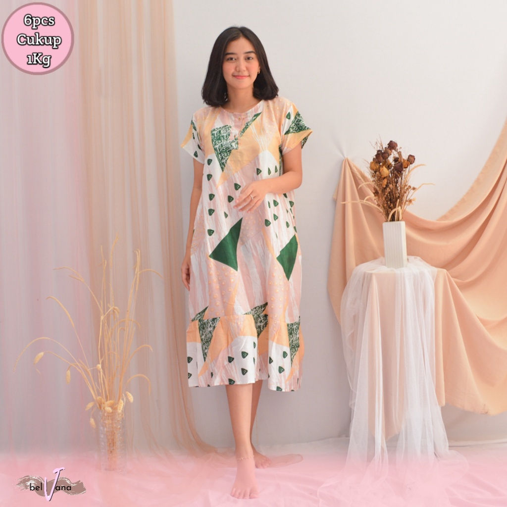 Daster Ruffle | Rufle | Viral Rayon Handprint Busui Friendly Dan Non Busui Fit XXL-[RFL] N