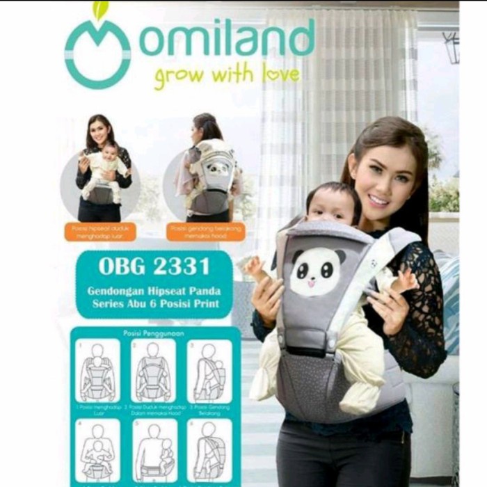Gendongan Hipseat Omiland Panda Series Abu 6 Posisi OBG 2331