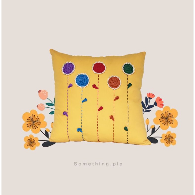 Something.Pip Sarung Bantal Rajut Bunga /Bantal Rajut Sofa / Cushion Cover 40x40