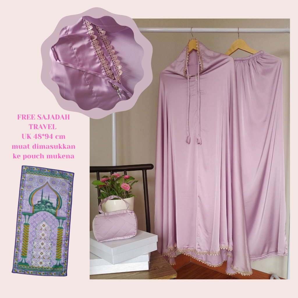 MUKENA ARMANI SILK PREMIUM TRAVELING DEWASA MINI 2 IN 1 (RESLETING)  FREE SAJADAH TRAVEL