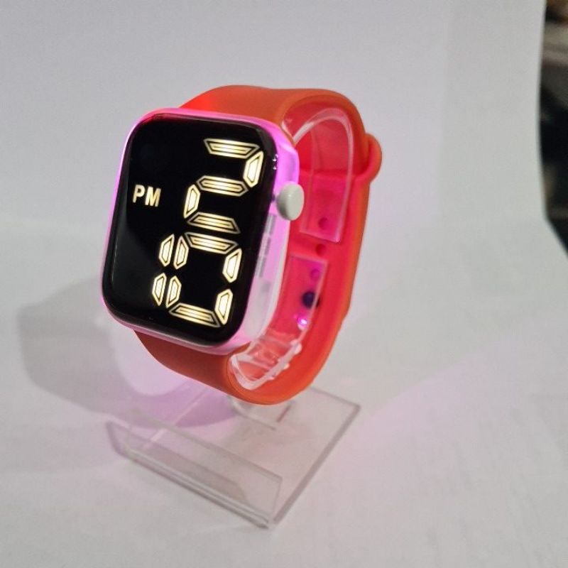 Jam Led watch Y1 luminous light free gift box-Oranye lampu